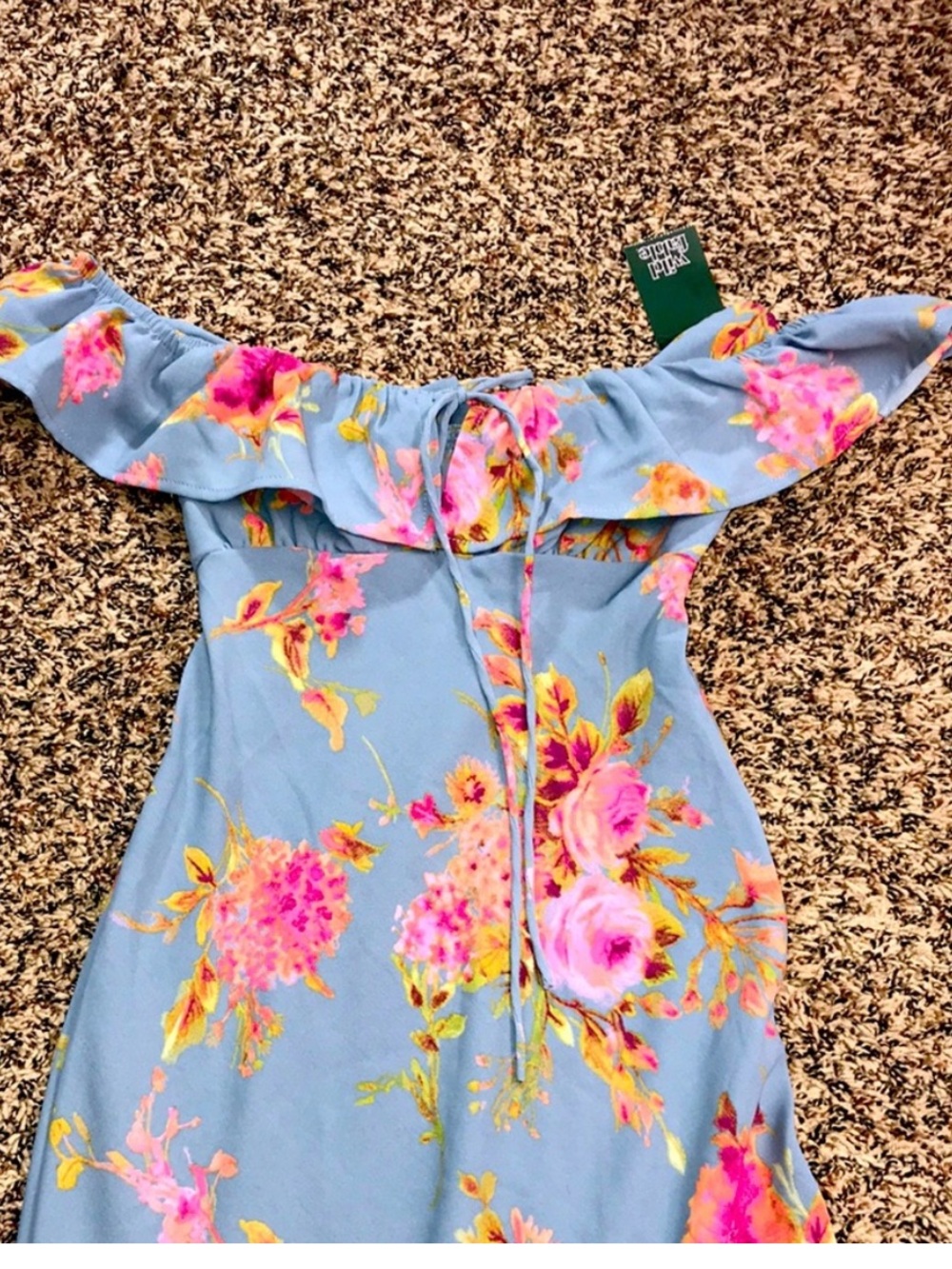 Floral Ruffle Square-Neck Maxi Dress in Blue XXS Wild Fable | NWT - Picture 4 of 9